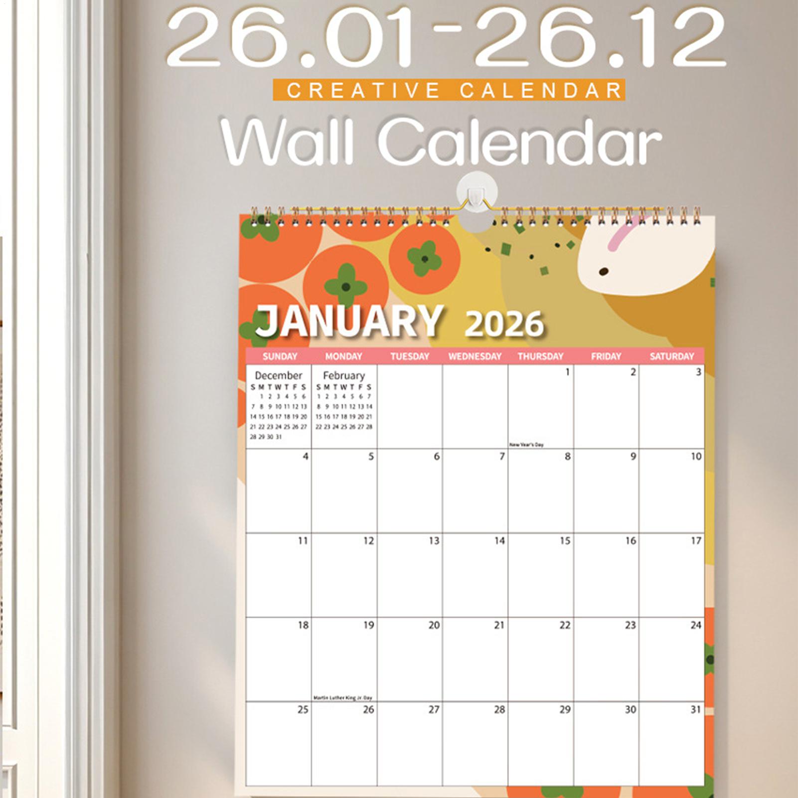 Home Office Wallpaper - 2026 Calendar Thick Paper Weekly Monthly