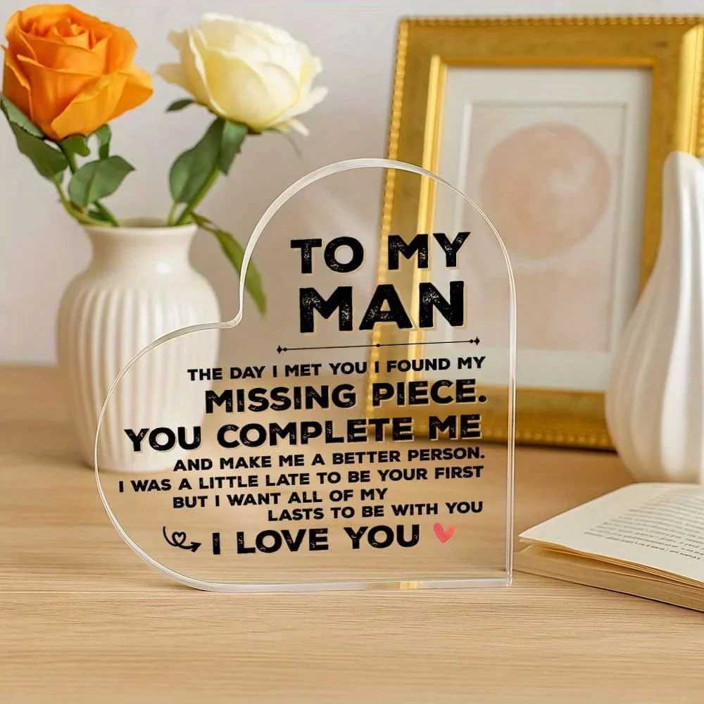 Home Office Quotes - Heart Acrylic Plaque To My Man