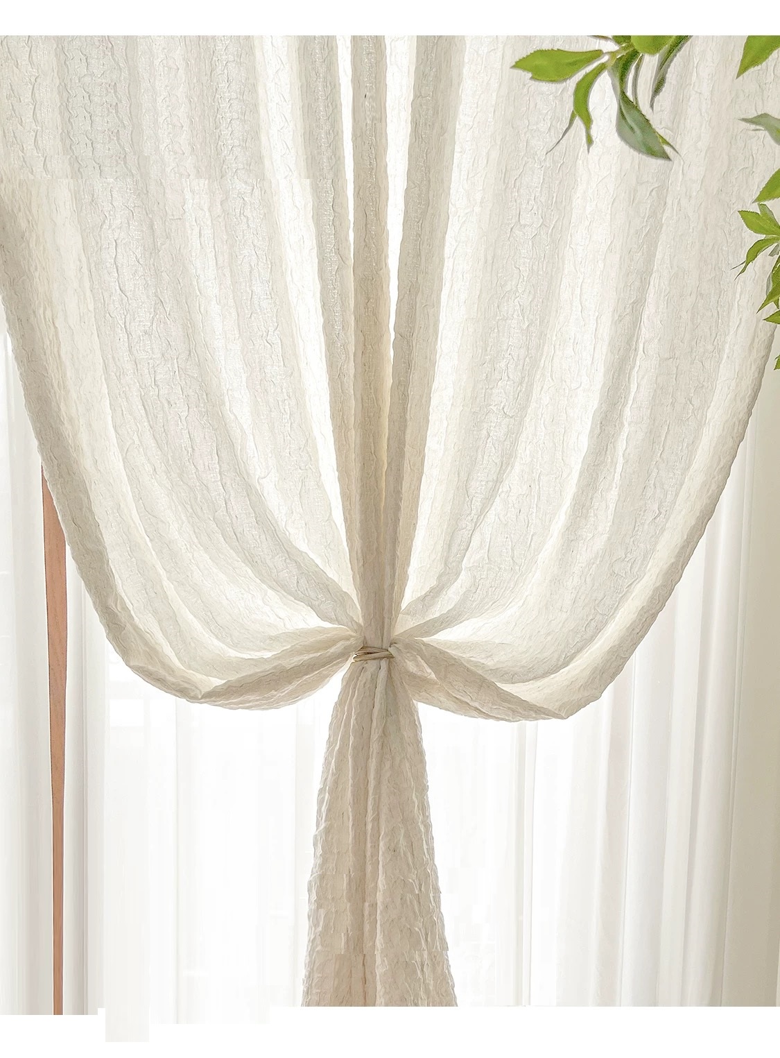 Home Office Yoga Room - Japanese wrinkled bubble texture pattern curtains
