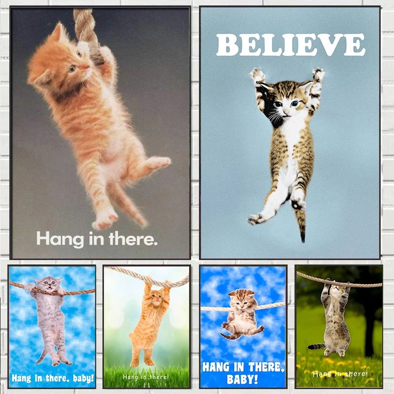 Home Office Yoga Room - Hang In There Baby Cute Cat