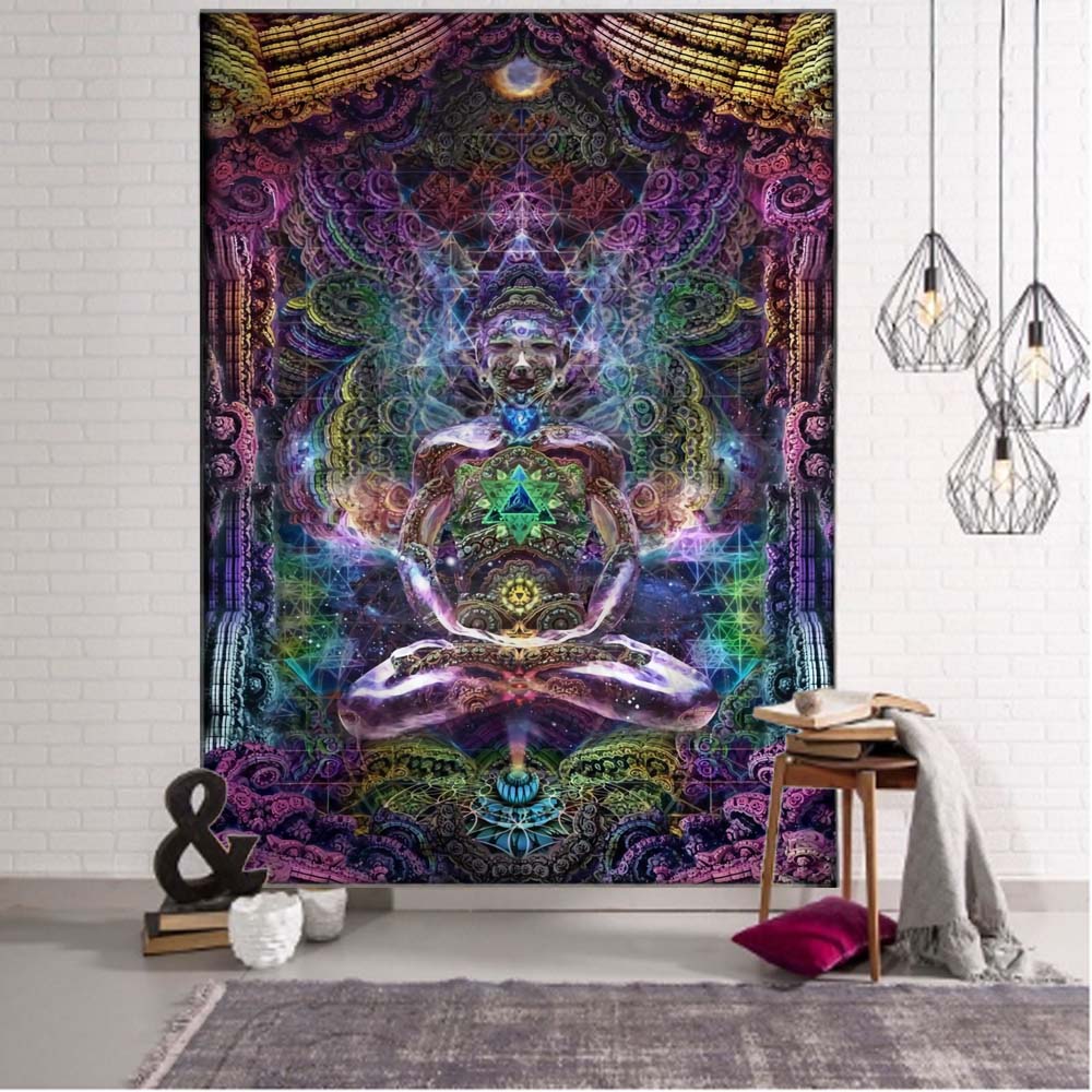 Home Office Yoga Room - Tapestry Wall Hanging Chakra Psychedelic Art