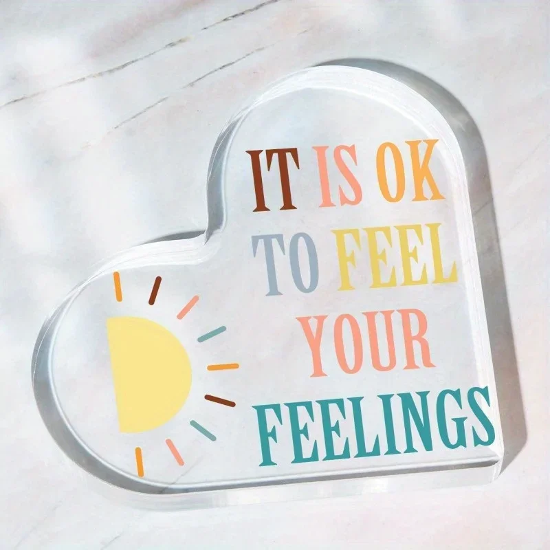 Home Office Quotes - Clear Heart Acrylic Sign Positive Mental
