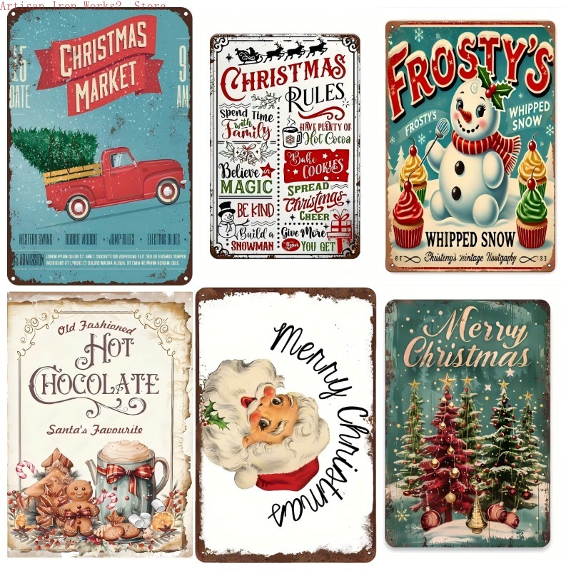 6pcs iron Christmas retro tin  - Home Office Industrial Style recension och pris