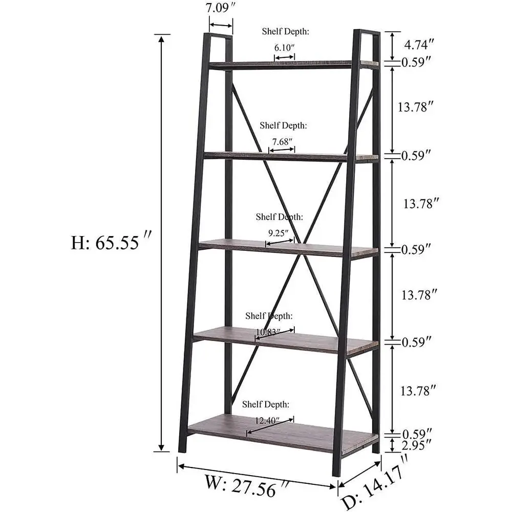 5-Tier Ladder Bookshelf, Indus - Home Office Industrial Style recension och pris