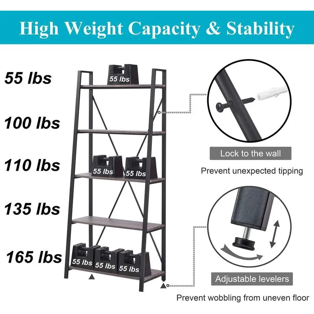 5-Tier Ladder Bookshelf, Indus - Home Office Industrial Style recension och pris