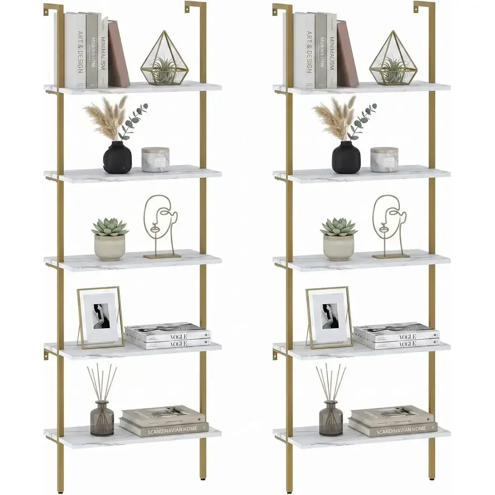 5-Tier White Marble Wall-Mount - Home Office Industrial Style recension och pris