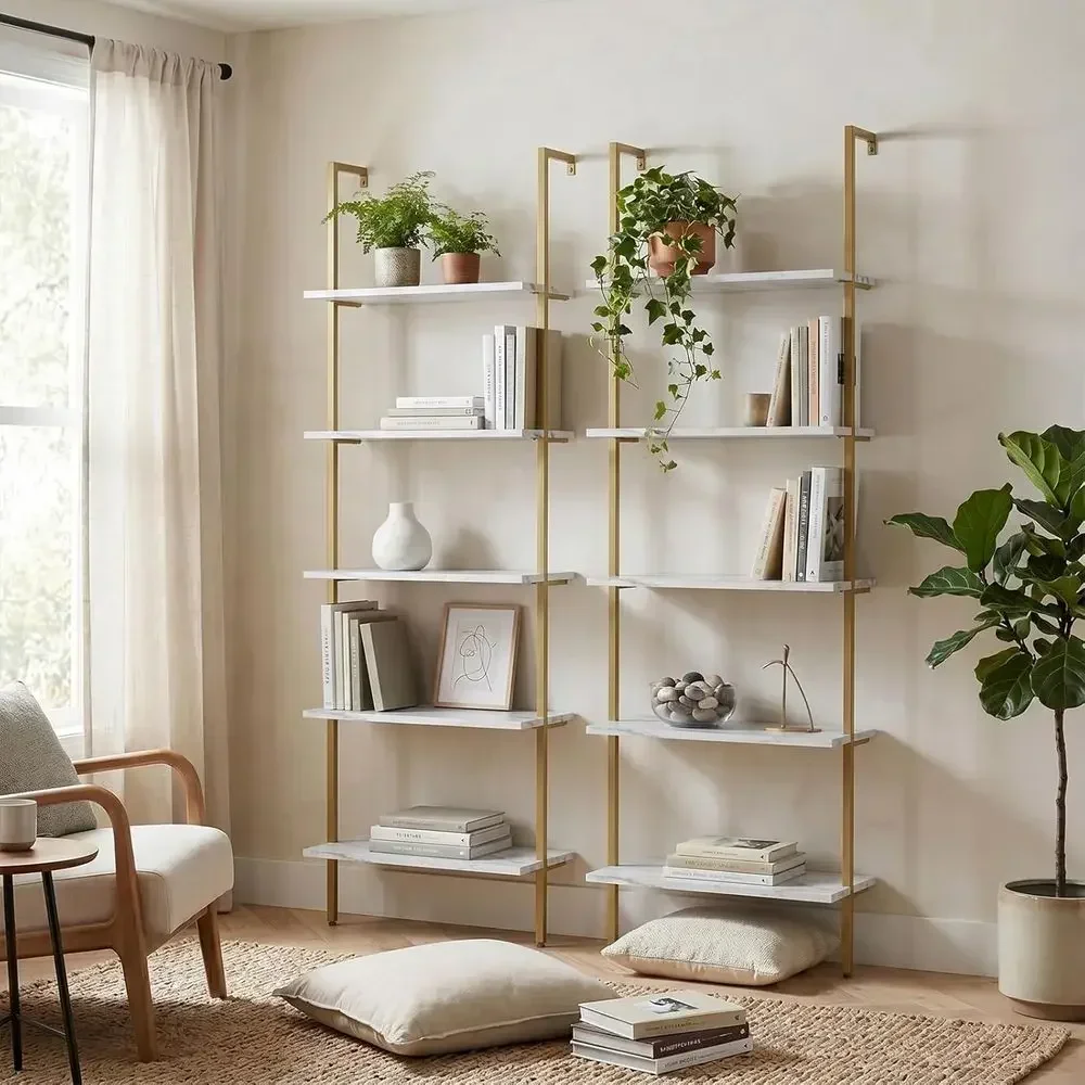 5-Tier White Marble Wall-Mount - Home Office Industrial Style recension och pris