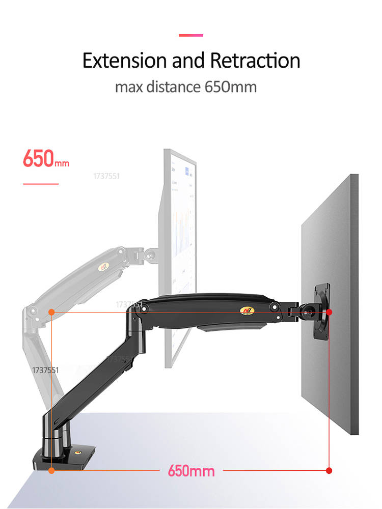 NB F195A Aluminum Gas Spring A - Monitor Arm Dual recension och pris