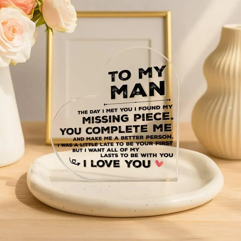 Heart Acrylic Plaque To My Man - Home Office Quotes recension och pris