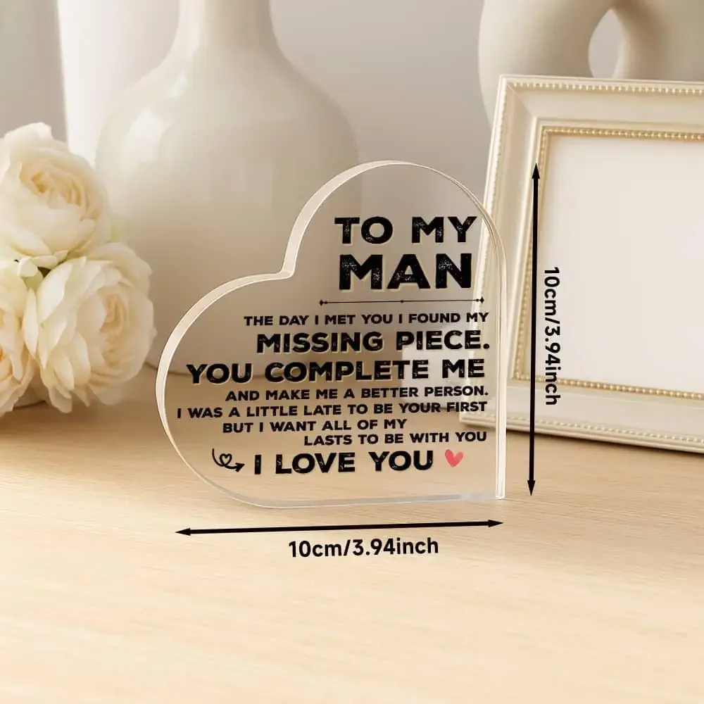 Heart Acrylic Plaque To My Man - Home Office Quotes recension och pris