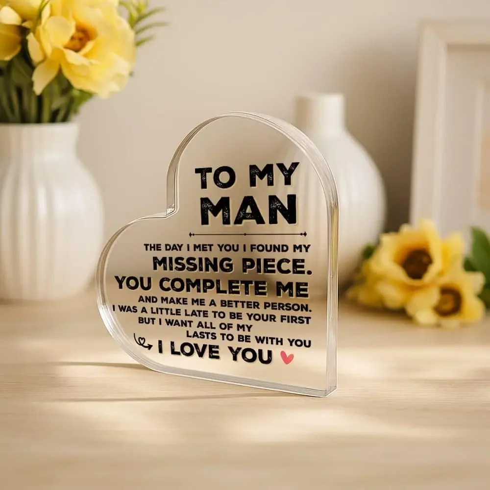 Heart Acrylic Plaque To My Man - Home Office Quotes recension och pris