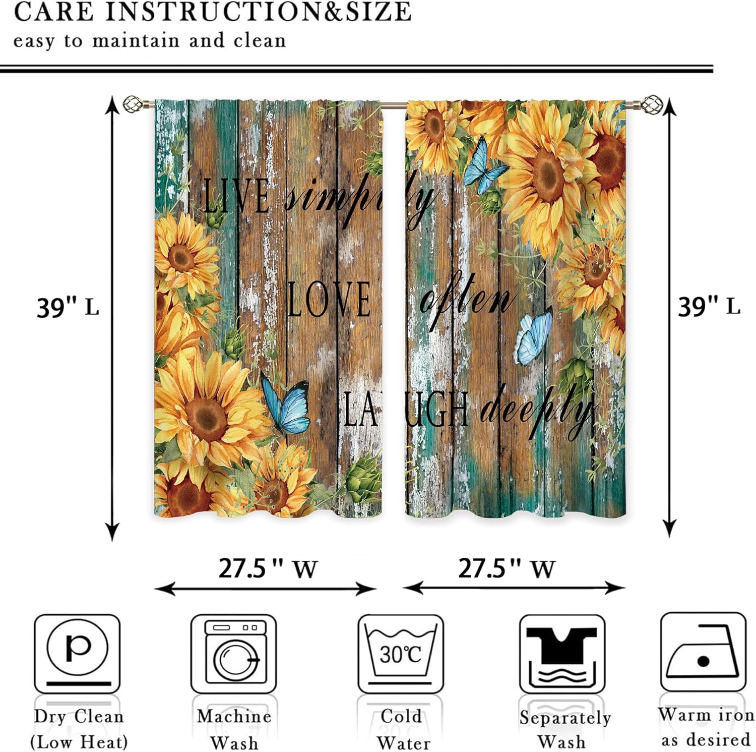 Rustic Sunflower Wood Curtains - Home Office Quotes recension och pris