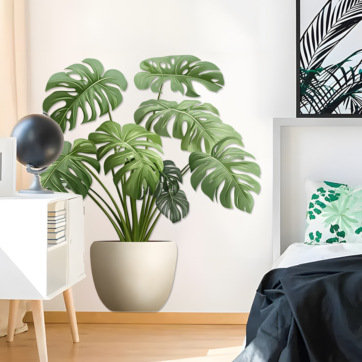 3D Sticker Green Plant Pot Wal - Home Office Wallpaper recension och pris