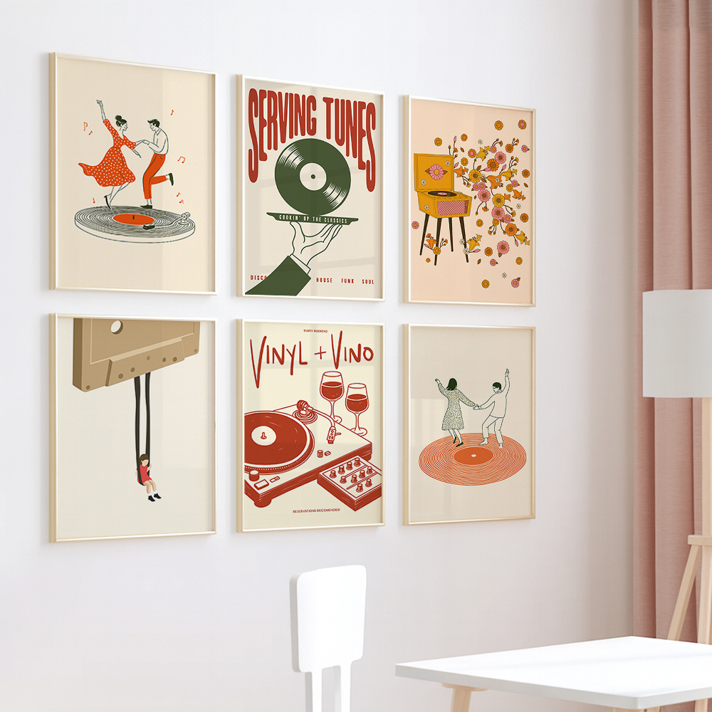 1pc Vintage Music Canvas Poste - Home Office Youtube recension och pris
