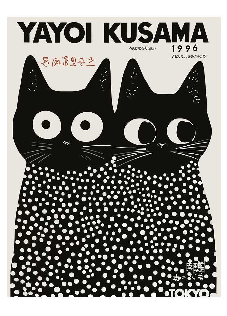 Yayoi Kusama Black Cats Series - Home Office Youtube recension och pris