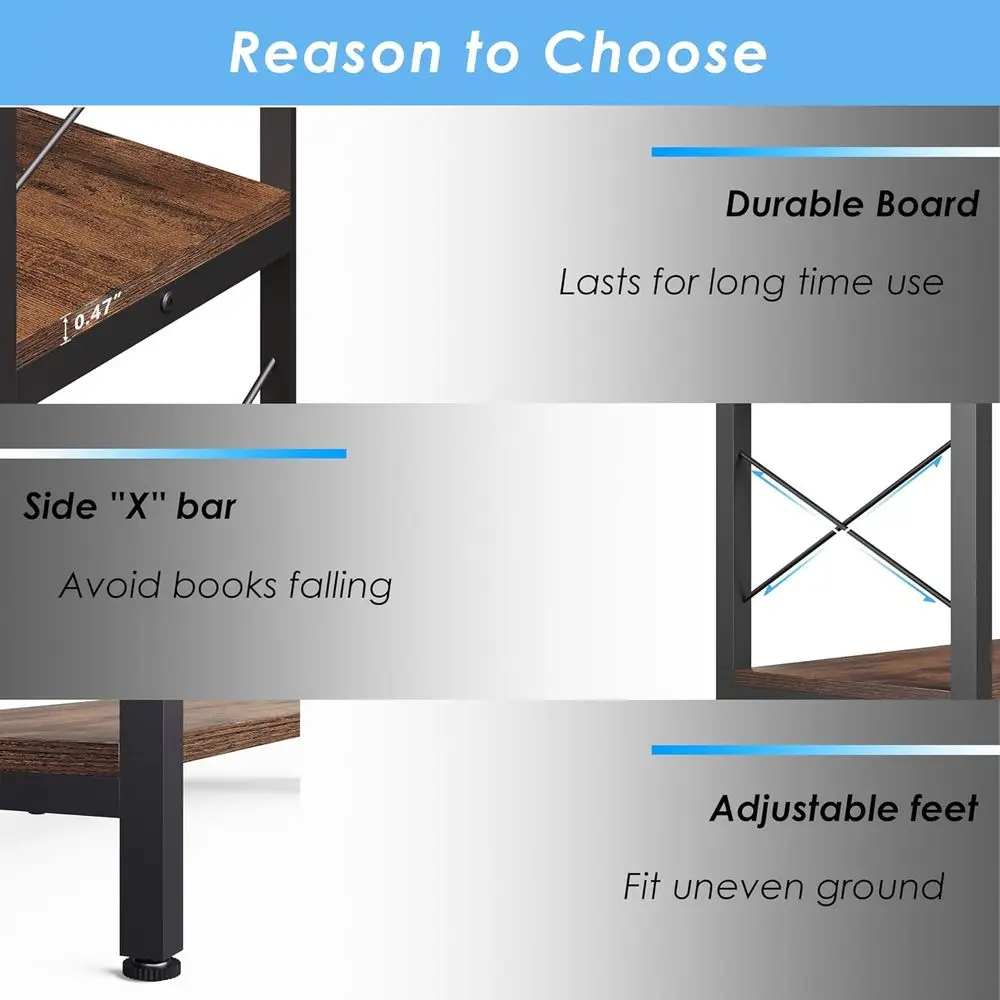 6-Tier L-Shaped Large Bookcase - Home Office Industrial Style recension och pris