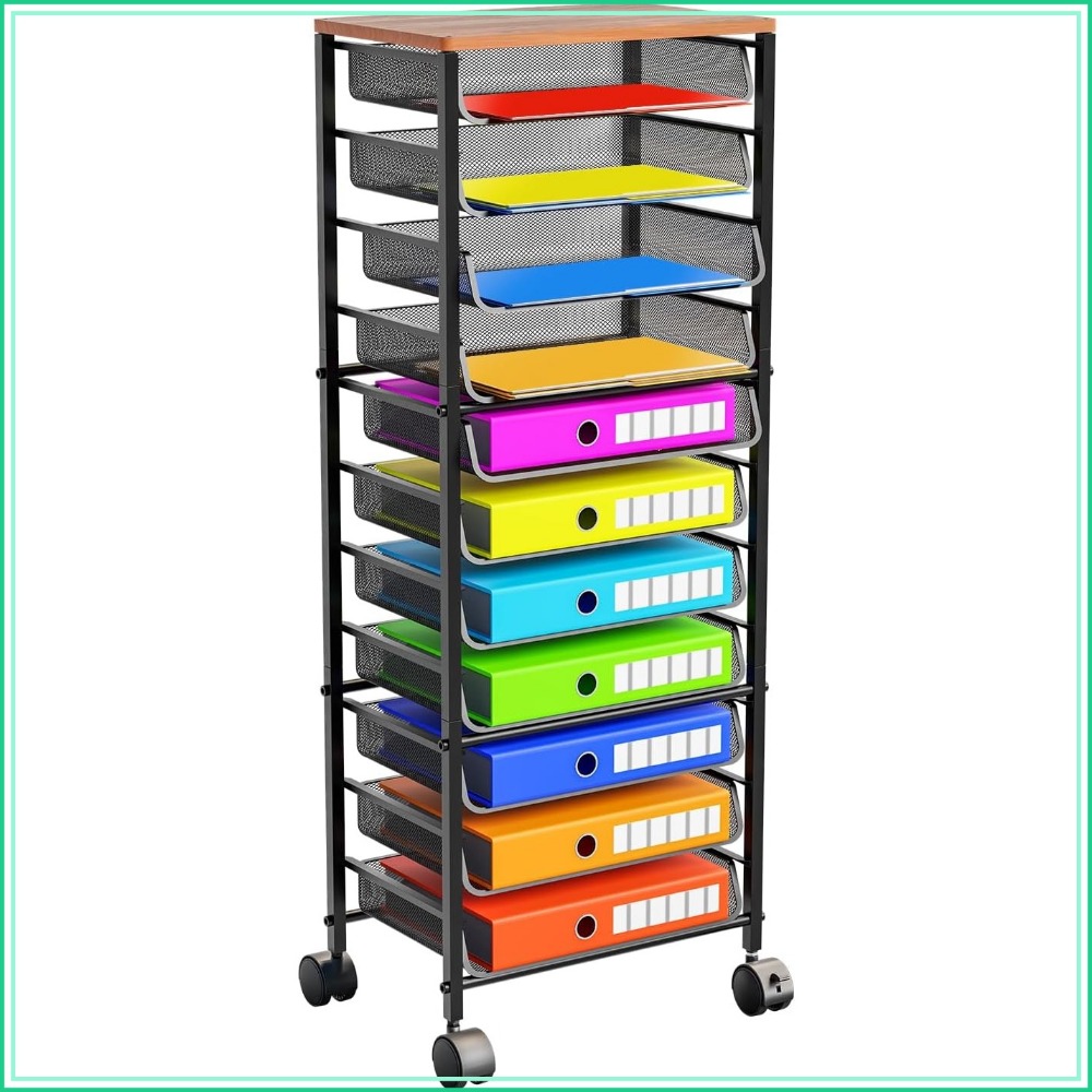 12-Tier Rolling File Cart with - Letter Tray Desk recension och pris