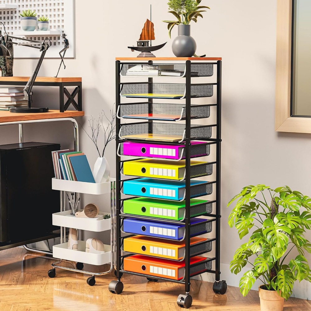 12-Tier Rolling File Cart with - Letter Tray Desk recension och pris