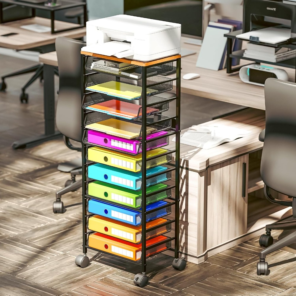 12-Tier Rolling File Cart with - Letter Tray Desk recension och pris