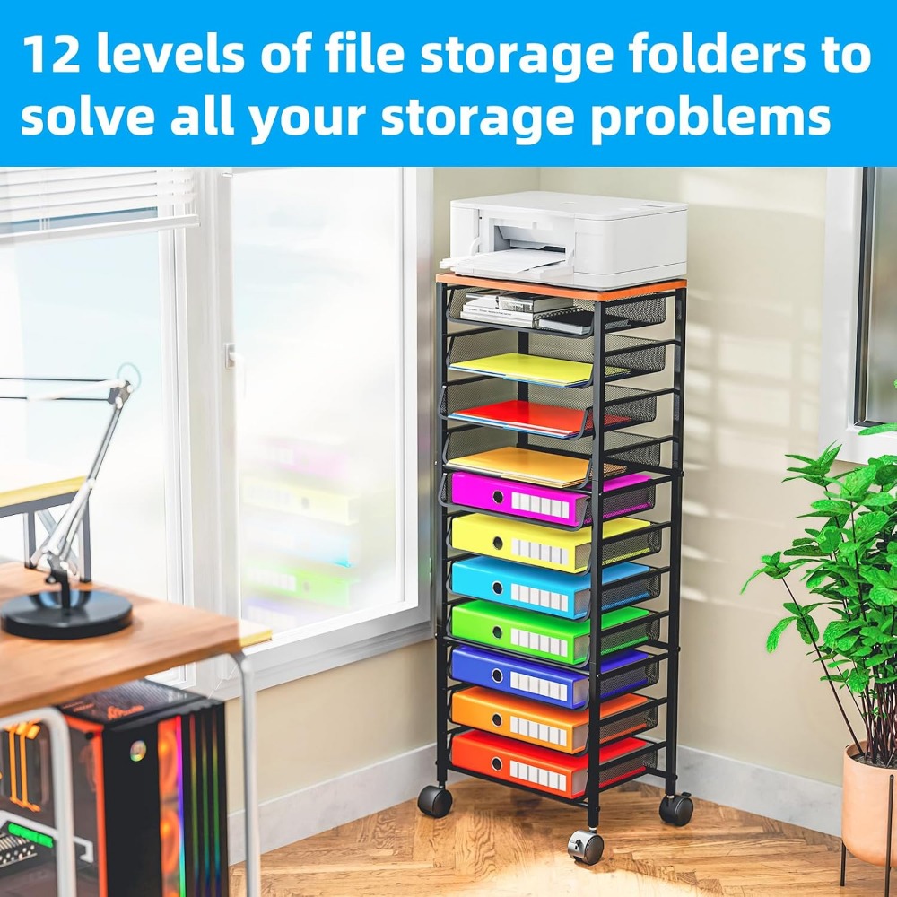 12-Tier Rolling File Cart with - Letter Tray Desk recension och pris