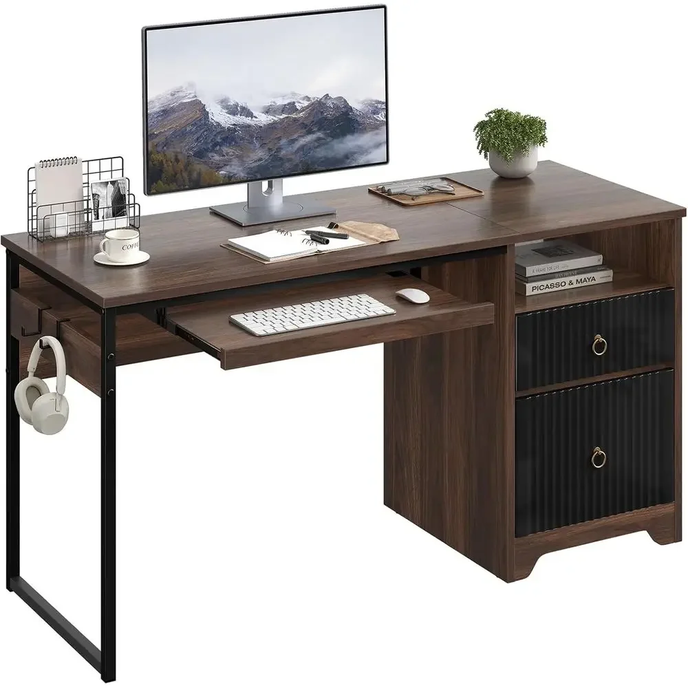 55 Cherry Wood Computer Desk w - Letter Tray Desk recension och pris