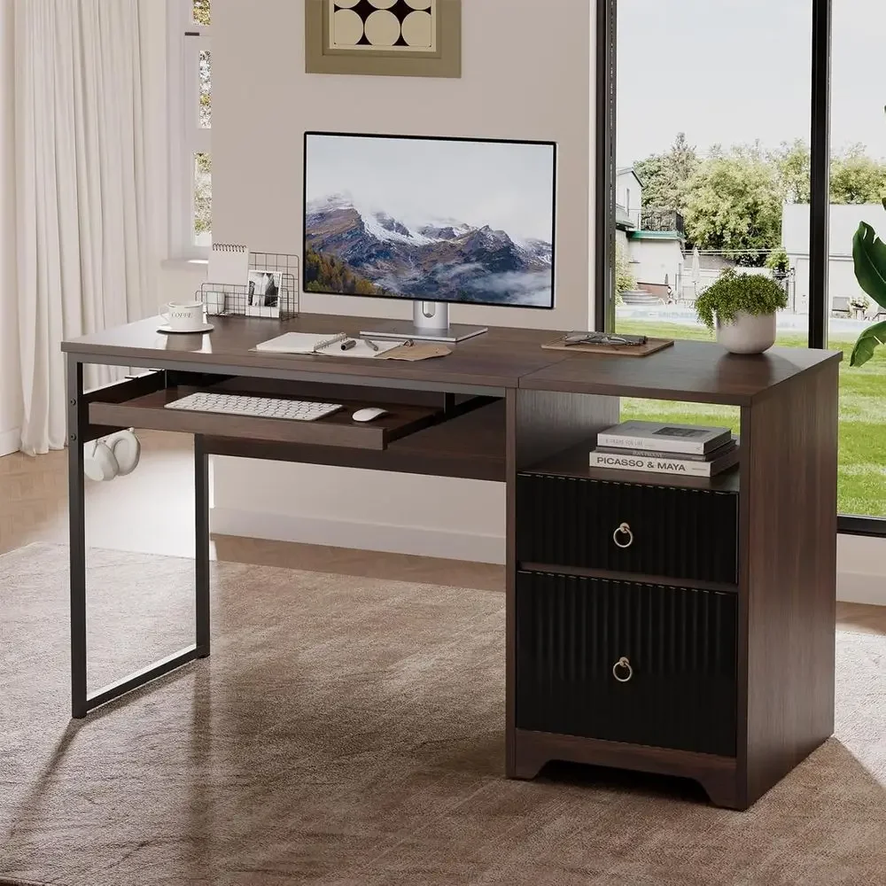 55 Cherry Wood Computer Desk w - Letter Tray Desk recension och pris