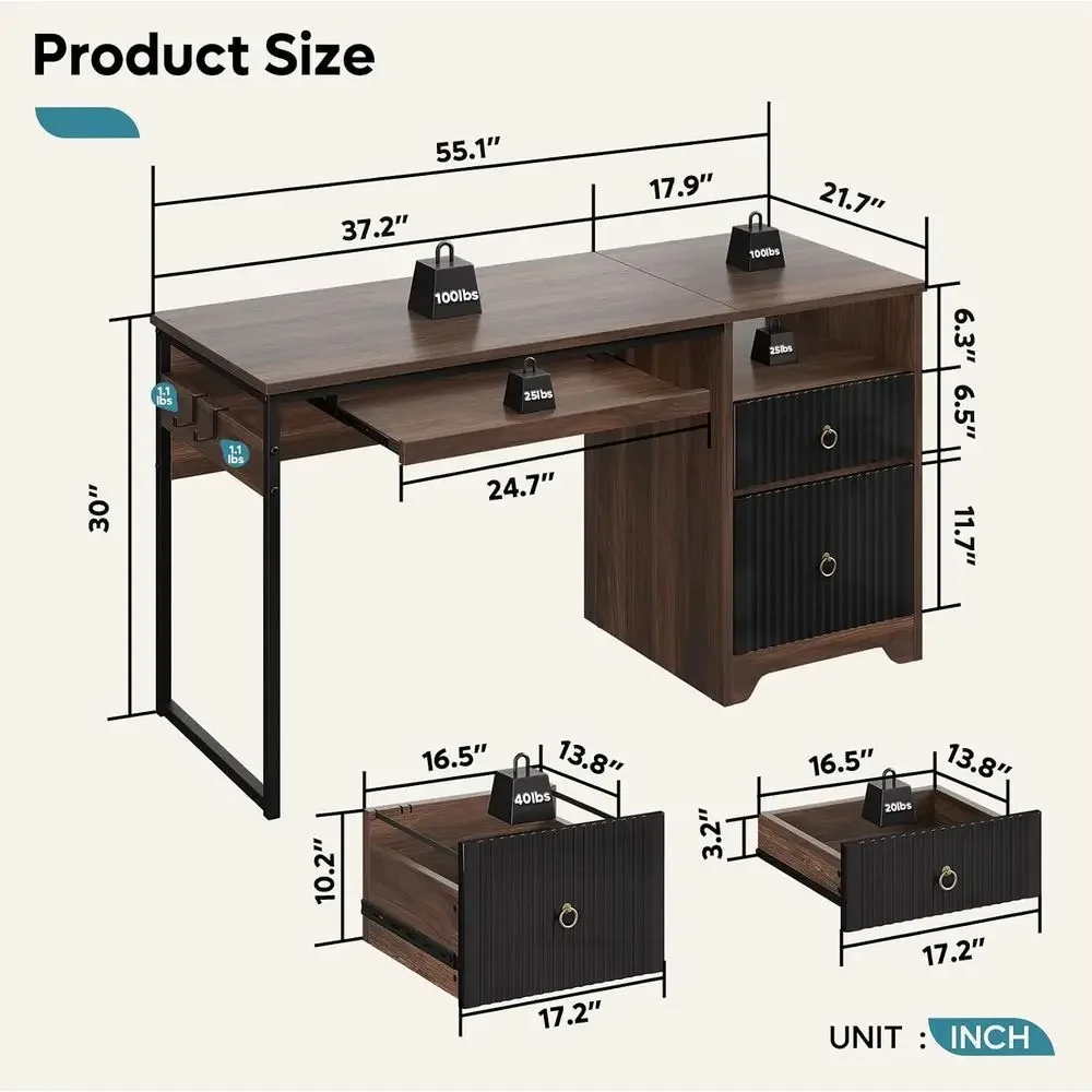 55 Cherry Wood Computer Desk w - Letter Tray Desk recension och pris