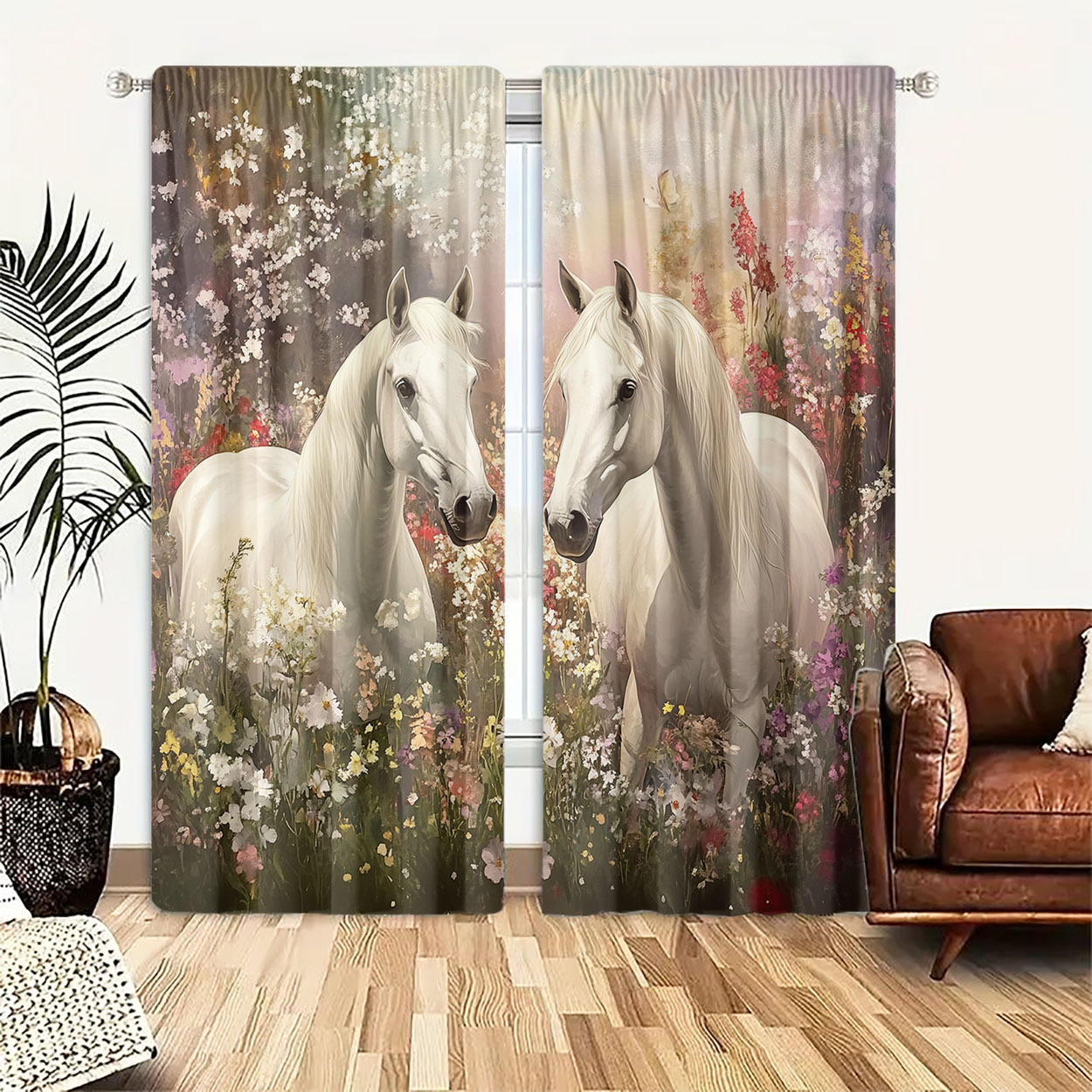 Aesthetic Horse Floral Curtain - Home Office Romance recension och pris