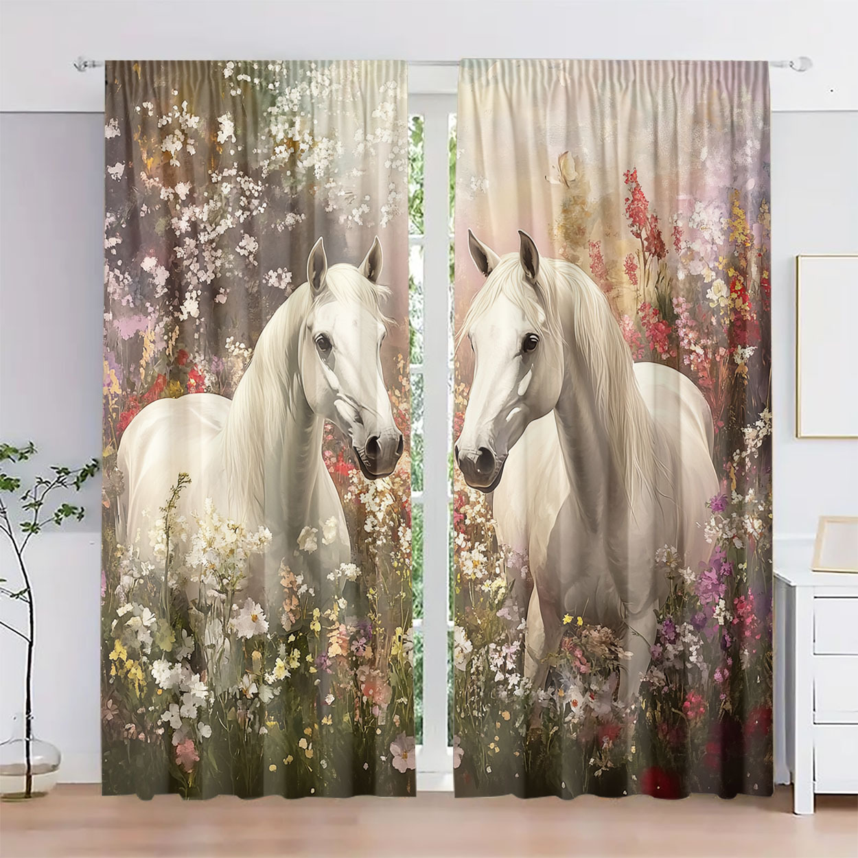 Aesthetic Horse Floral Curtain - Home Office Romance recension och pris